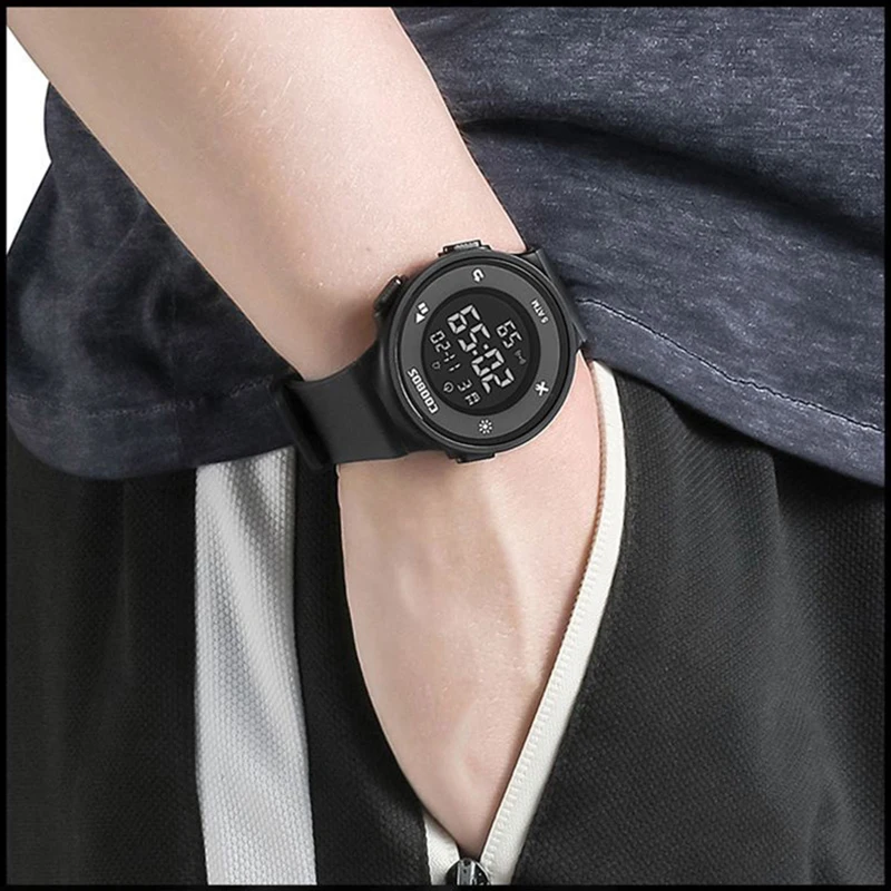 남성용 크리에이티브 시계, 럭셔리 실리콘 스트랩, 스포츠 방수 디지털 시계, LED 발광 남성 시계, 밀리터리 시계