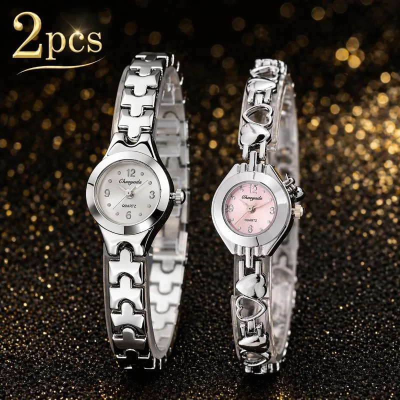 2PCS Women Bracelet Watches Set Top Brand Luxury Arabic Numeral Dial Ladies Wristwatch Fashion Elegant Girls Quartz Clock Gift