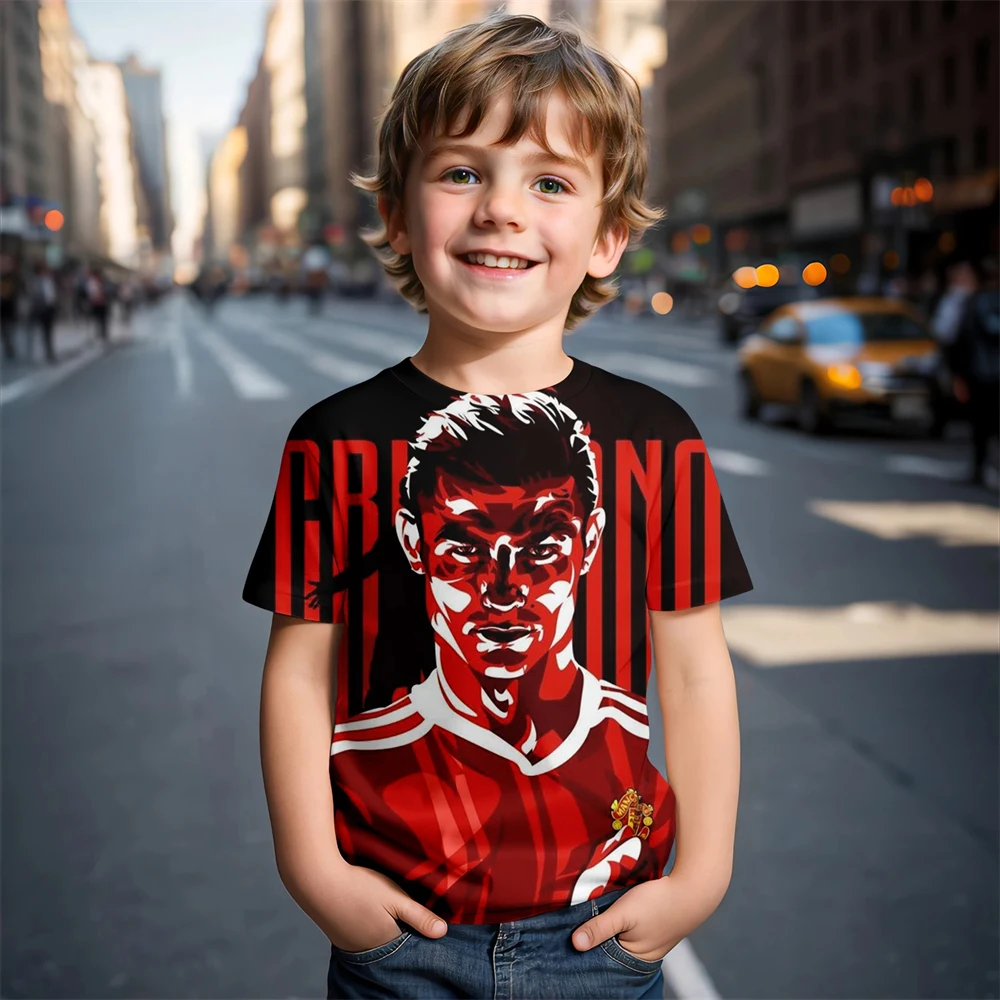 Football Star Cr7 Summer Children's T-Shirt Cool Sports Boy Girl Costume Party Child Cartoon Birthday Real Madrid Champions tops