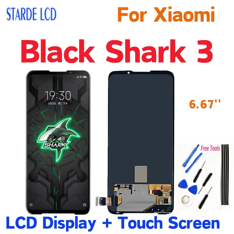 

ЖК-дисплей 6,67 дюйма AMOLED для Xiaomi Black Shark 3, сенсорный экран с цифровым преобразователем в сборе для BlackShark 3