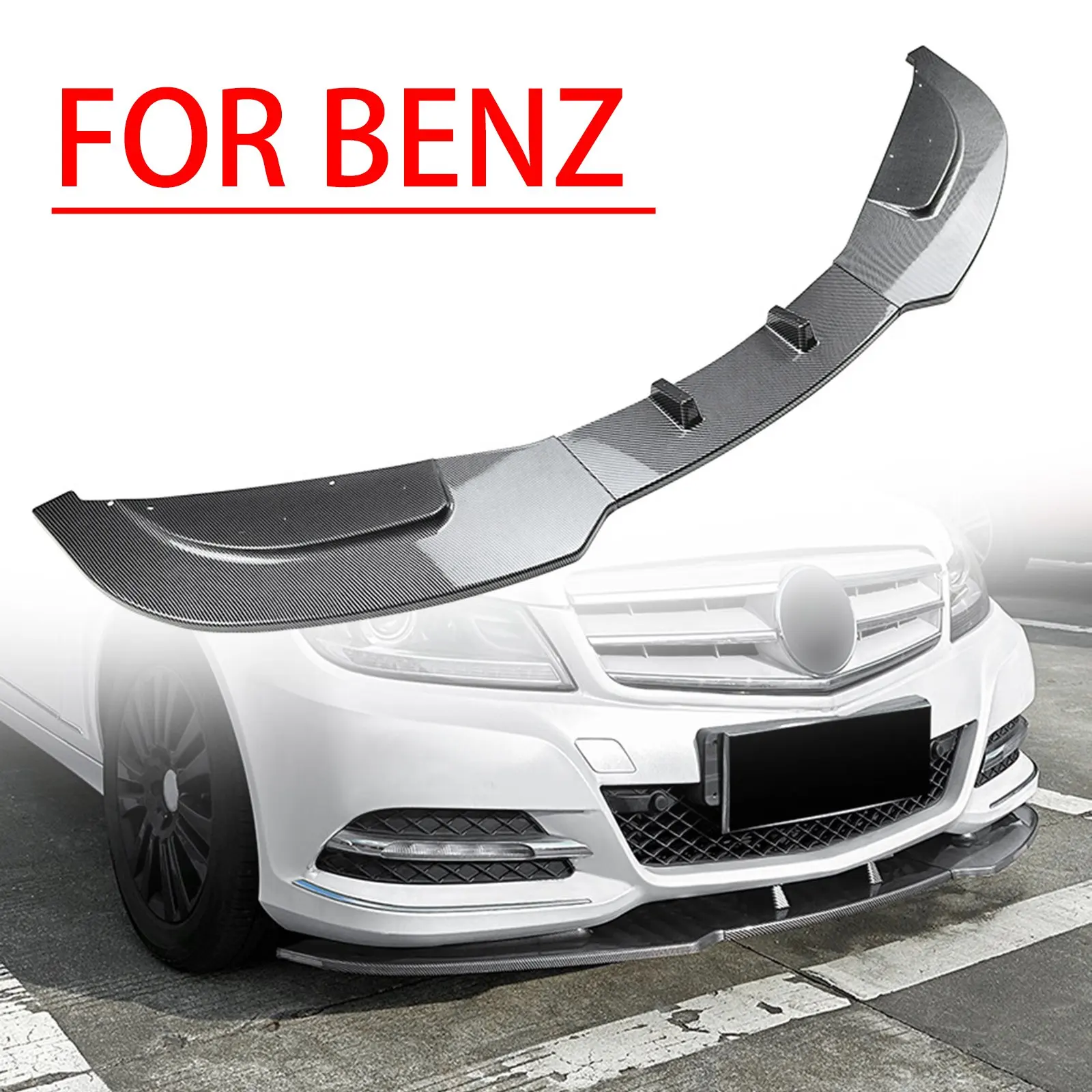 FOR BENZ C-CLASS SEDAN W204 2011-2014 Car Front Bumper Lip Spoiler Canard Diffuser Covers Body Kits