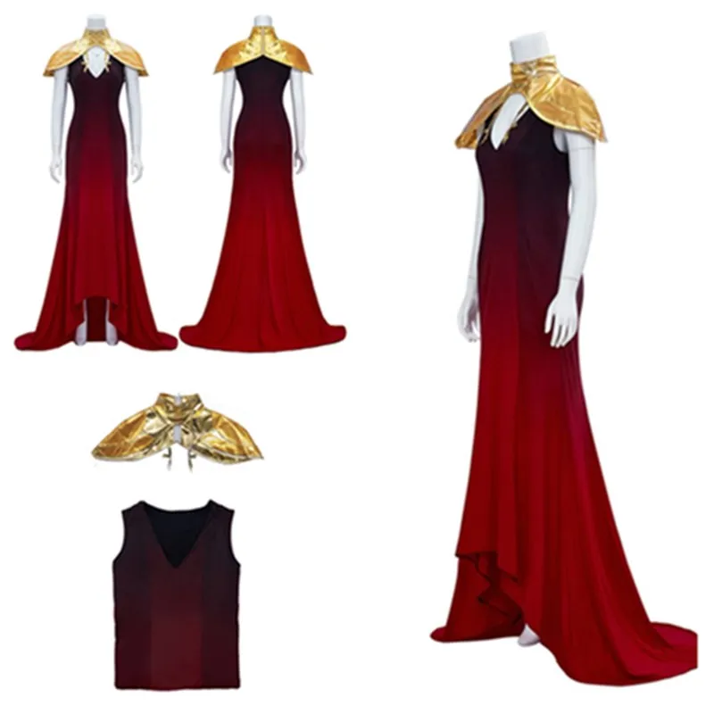 

Carmilla Cosplay Anime Castlevania Costume Women Red Sleeveless Dress Cape Outfit Halloween Carnival Party Suit