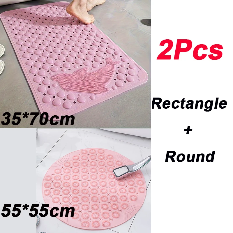 2pcs Bathtub mat with suction cup Bathtub anti-slip carpet Household waterproof floor carpet Shower bath Jacuzzi carpet