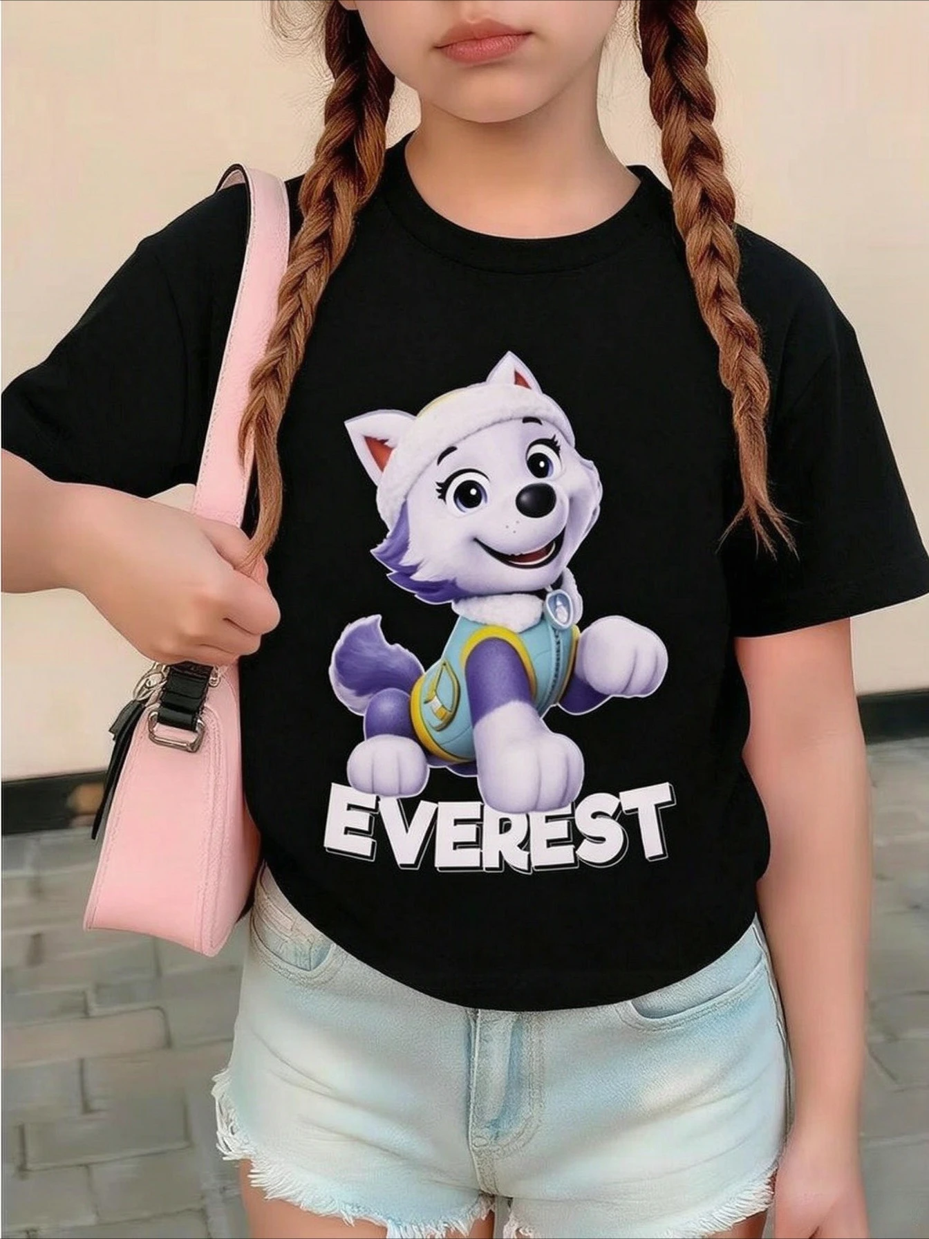 Paw Patrol Everest Children's Girls' T-shirt Cartoon Dog Printed Short Sleeve T-shirt Summer Casual Comfortable Breathable