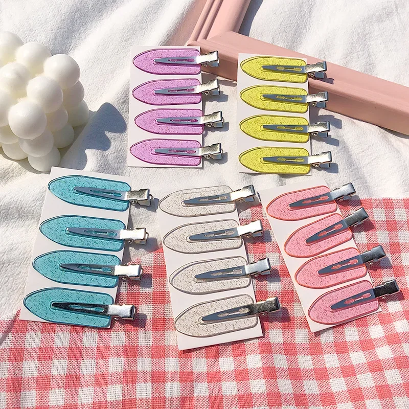 No Bend Seamless Hair Clips para mulheres, Side Bangs Barrette, maquiagem, Washing Face Accessories, Girls Styling Hairpins, 4pcs por conjunto