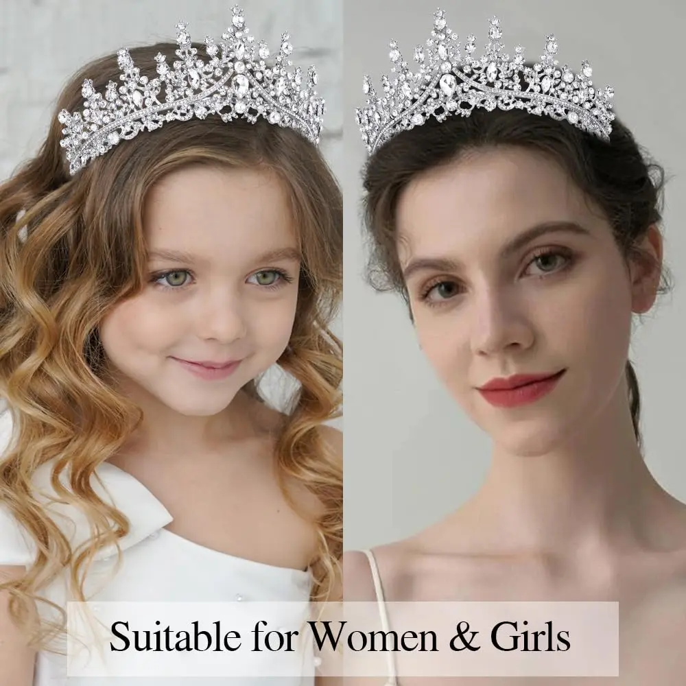 Silvery Birthday Queen Sash Tiaras Crowns for Women Girls Crystal Princess Tiara Rhinestone Headbands Quinceanera Happy Birthday