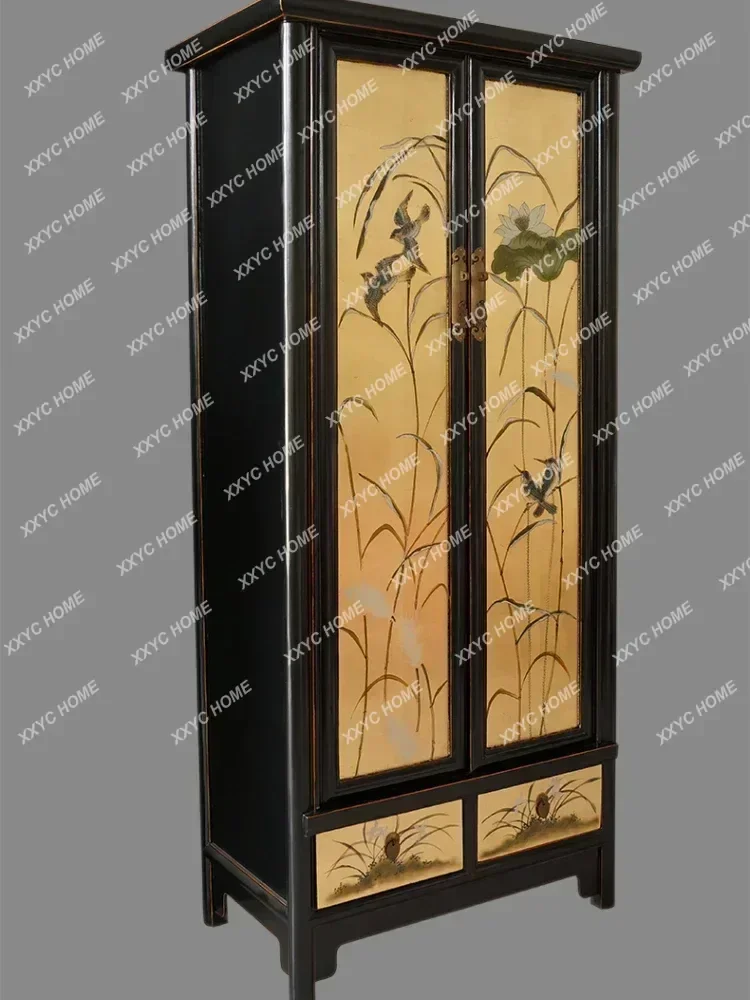 

Wardrobe Solid Wood Bedroom New Locker Pine Antique Distressed Multi-Layer Home