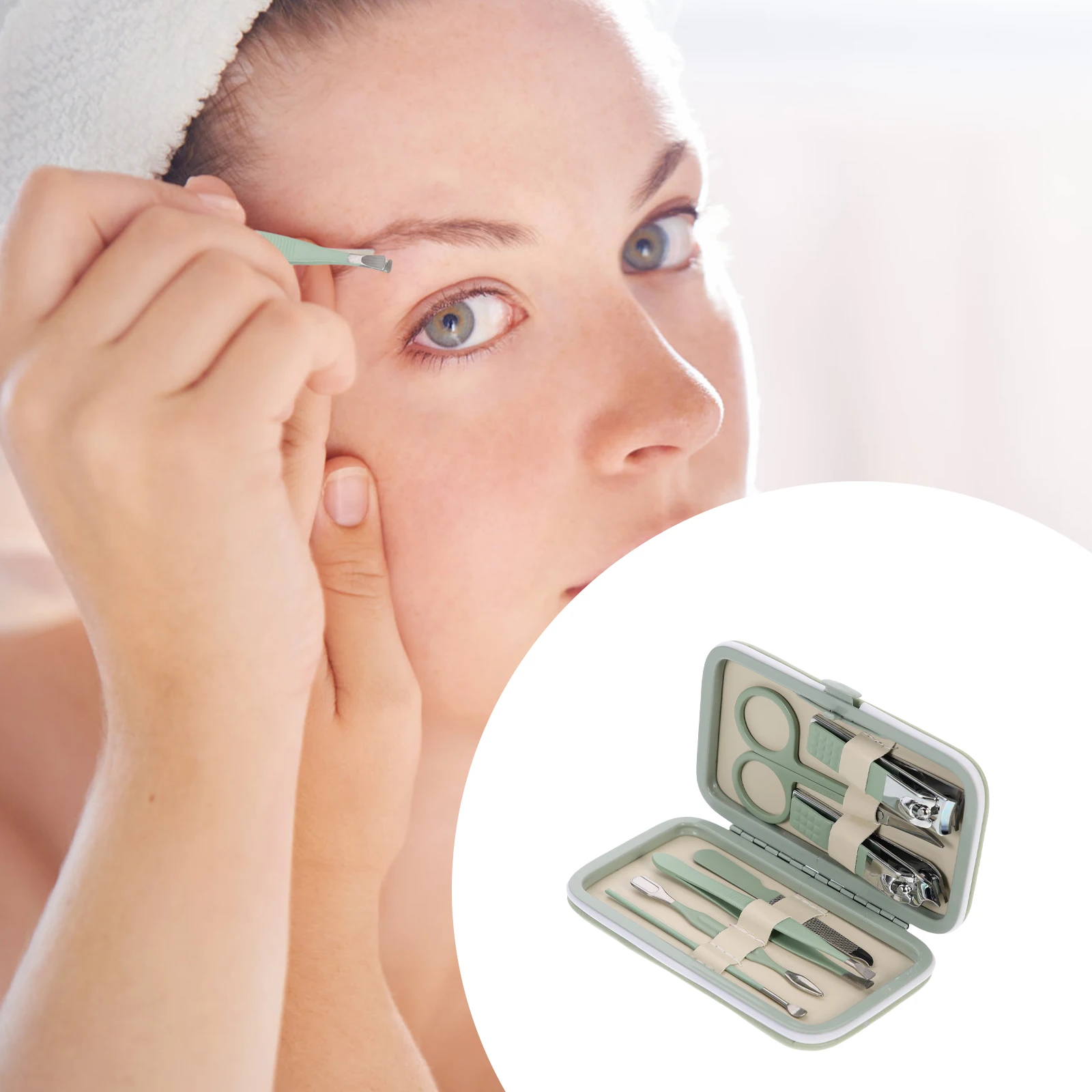 

1 Set Portable Manicure Kit Professional Pedicure Tools Household Clippers Set Nail Cleaner Ear Pick Eyebrow Tweezers Callus