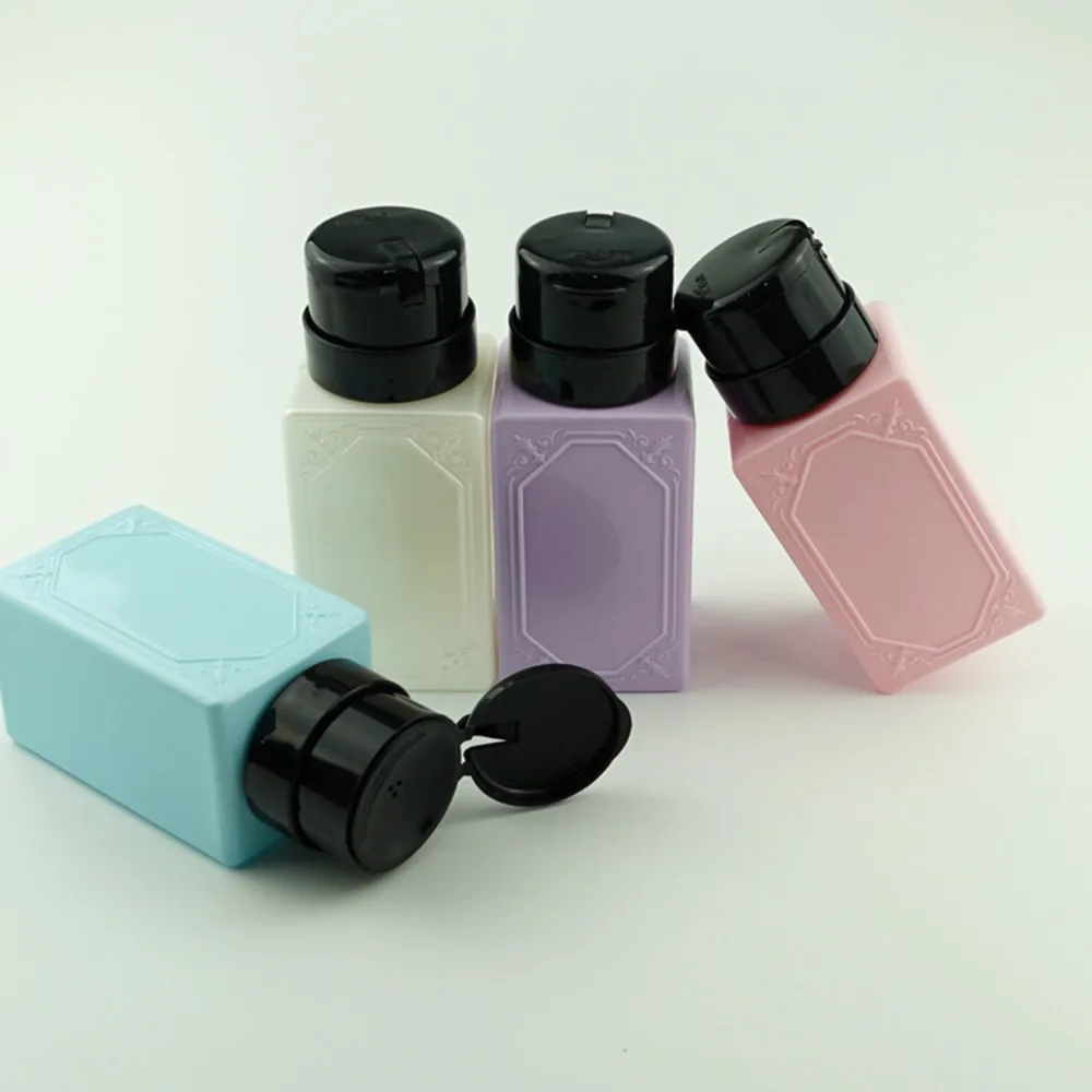 Portable 210ml Press Pump Bottle Leakproof Refillable Empty Pump Bottle Plastic Square Refillable Bottle for Alcoholic Water