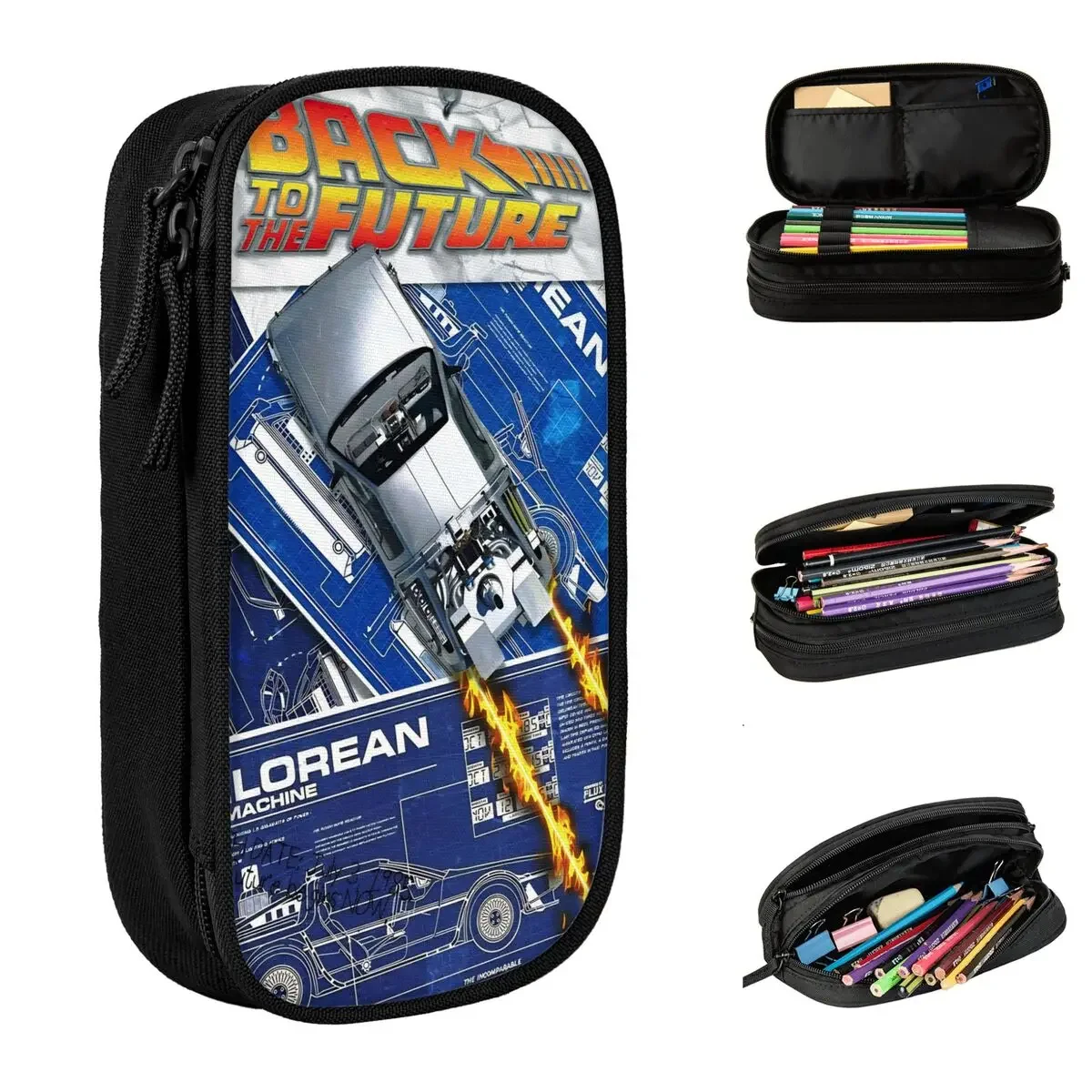 New Back To The Future Pencil Case Science Fiction Pencil Box Pen Holder for Girl Boy Bag School Supplies Zipper Stationery