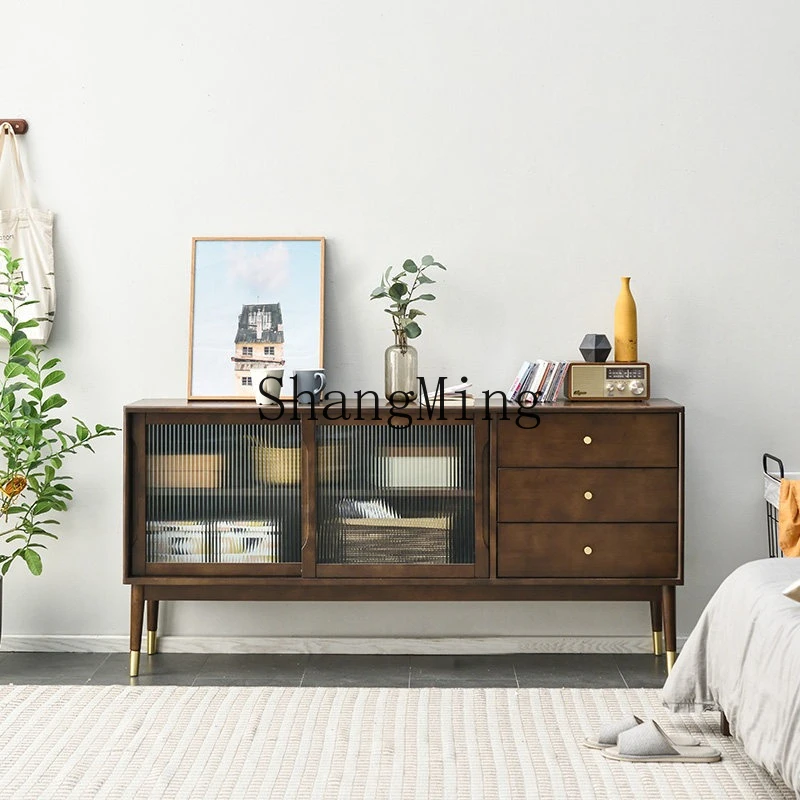 

Шкаф для хранения из цельного дерева FG, простой современный шкафчик для спальни, шкаф с выдвижным ящиком от пола до стены