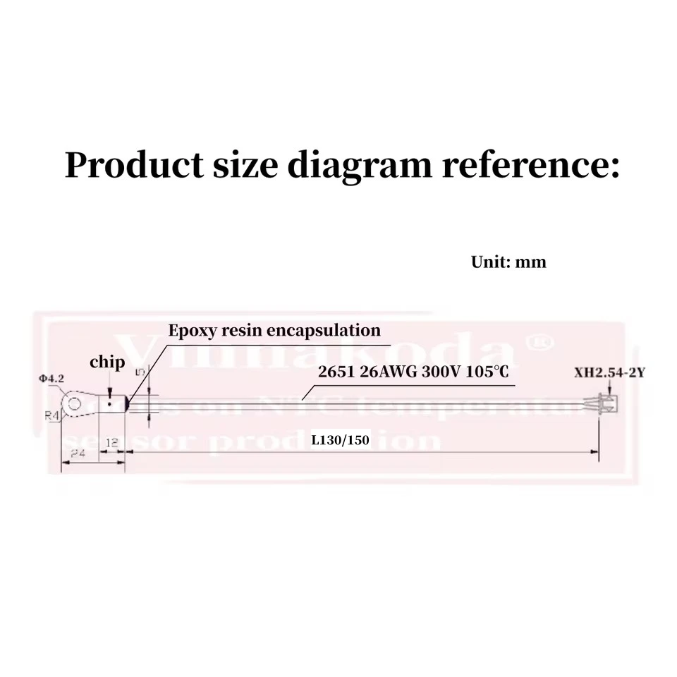2/5PCS B3950 5K 10K 15K 20K 50K 100K  M4 Surface Fixed NTC Thermistor Negative Temperature Coefficient Probe Line Ear L130MM