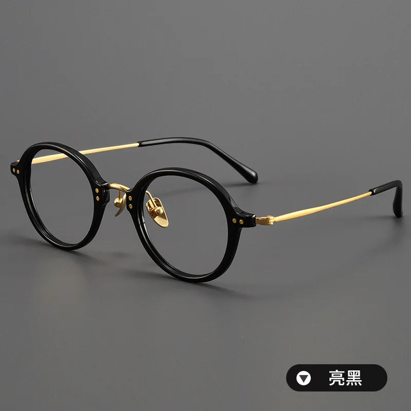 

New Tortoiseshell Women Round Frame Glasses With Retro Titanium Acetate Frame Myopia frame, Anti Blue Light