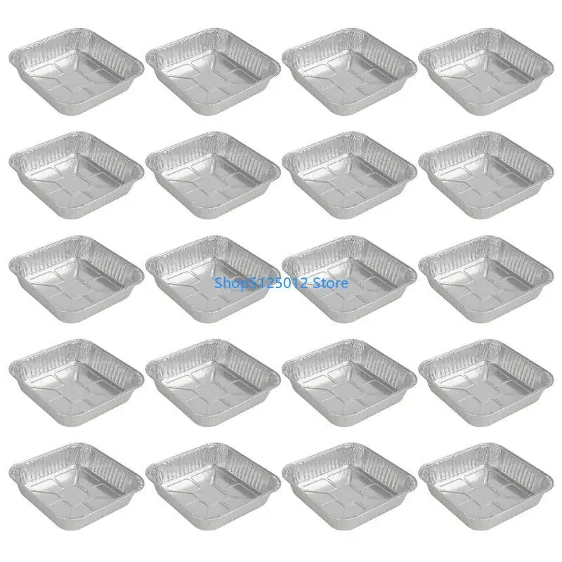 G8TC 20 قطعة من صواني الخبز القابلة للتكديس لمقالي الهواء تستخدم حاويات رقائق الألومنيوم على شكل مربع للطعام وبطانات آمنة للفرن