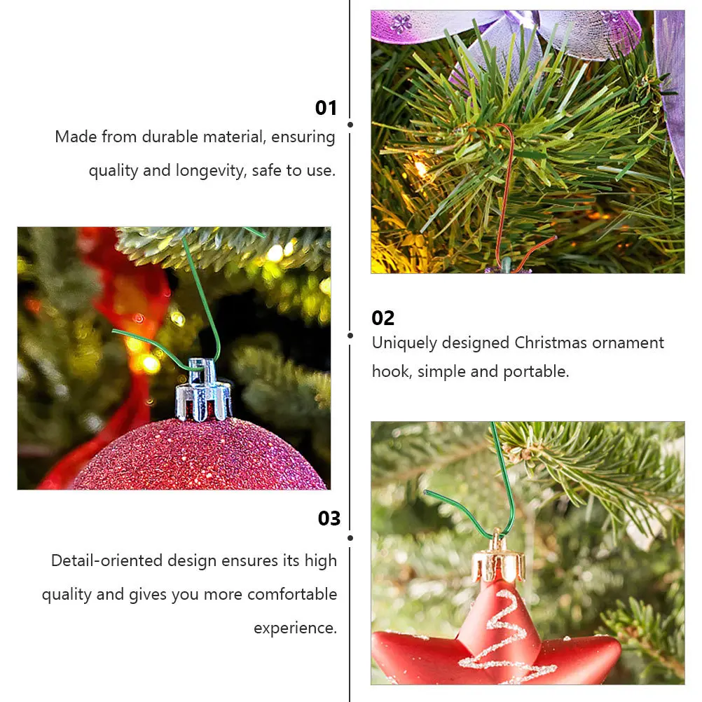

100Pcs Hanging Hook Christmas Decoration Hook Set for Tree Balls Pendants Garland Wreath Hanging Hardware Multifunctional Hooks
