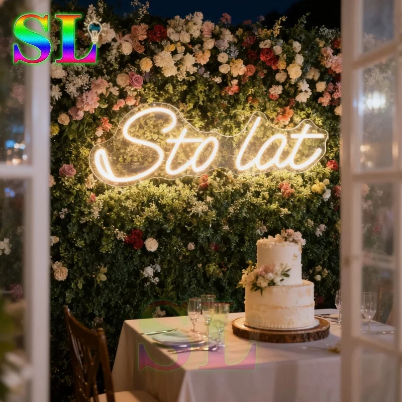 مخصص Sto lat ضوء النيون LED النيون تسجيل 65x20 سنتيمتر Sto lat تسجيل لحفلة عيد ميلاد سعيد غرفة ديكور المنزل