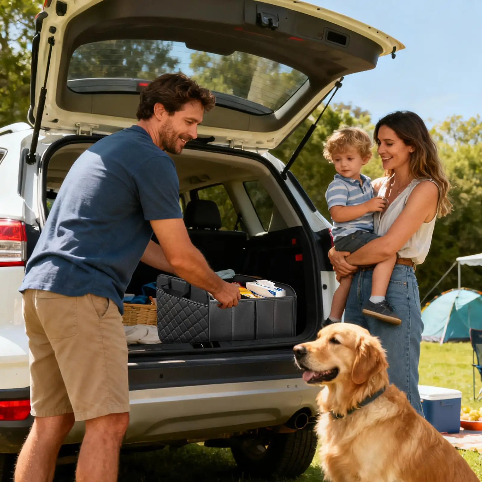 

Car Trunk Organizer Large Capacity With Handles Large Cargo Car Storage Organizer For Truck RV Sedan Automotive Home Camping