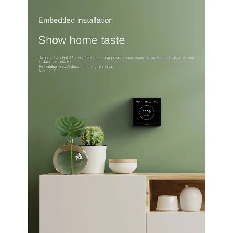 Panel Monitor Kualitas Udara Aqara Baru S1 Pemantauan Kelembaban Suhu CO2 PM2.5 Udara Omni Directional untuk Aplikasi Homekit Aqara Home