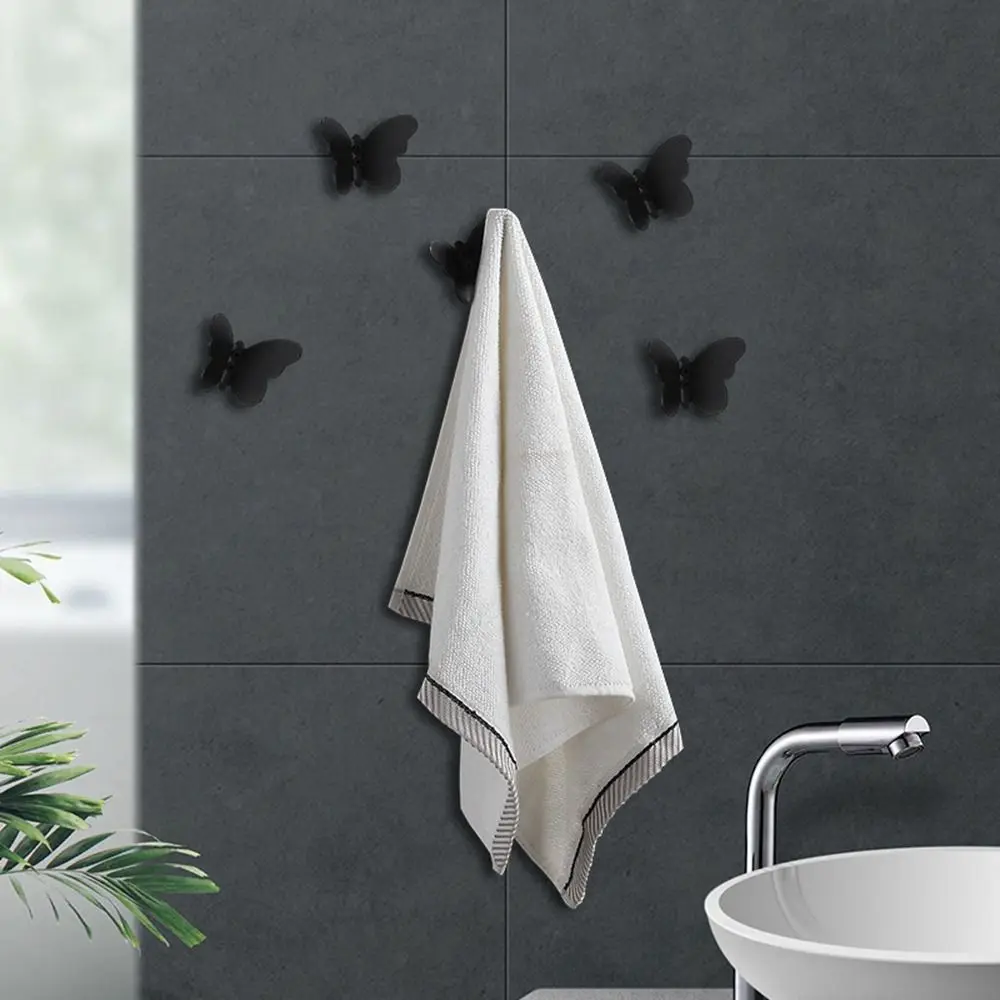 Stainless Steel Butterfly Shaped Wall Hanger Three-dimensional Gold/Silver/Black Butterfly Wall Hooks Anti-rust Wall Mounted
