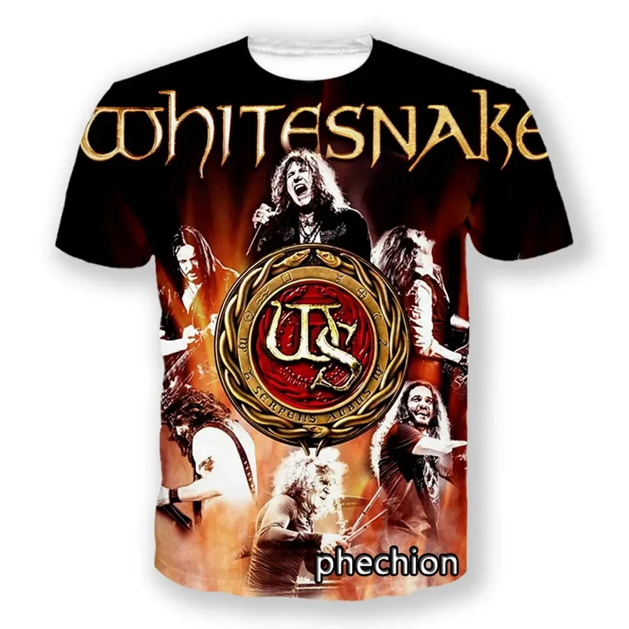 Heavy Metal Rock Whitesnake Band T-Shirt 3D Print Summer Men Women Hip Hop Short Sleeve T Shirt Fashion O-Neck Tee Tops Clothing