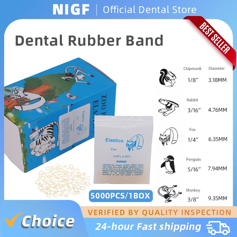 5000 unids/caja banda de goma Dental ligadura de ortodoncia junta tórica soportes de ortodoncia elásticos anillos de tracción de animales Chipmunk conejo