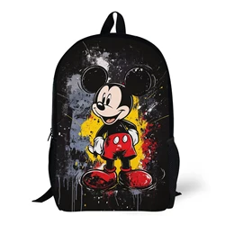 1pc Mickey print backpack with splattered ink, student backpack, gift, suitable for daily commuting and travel use