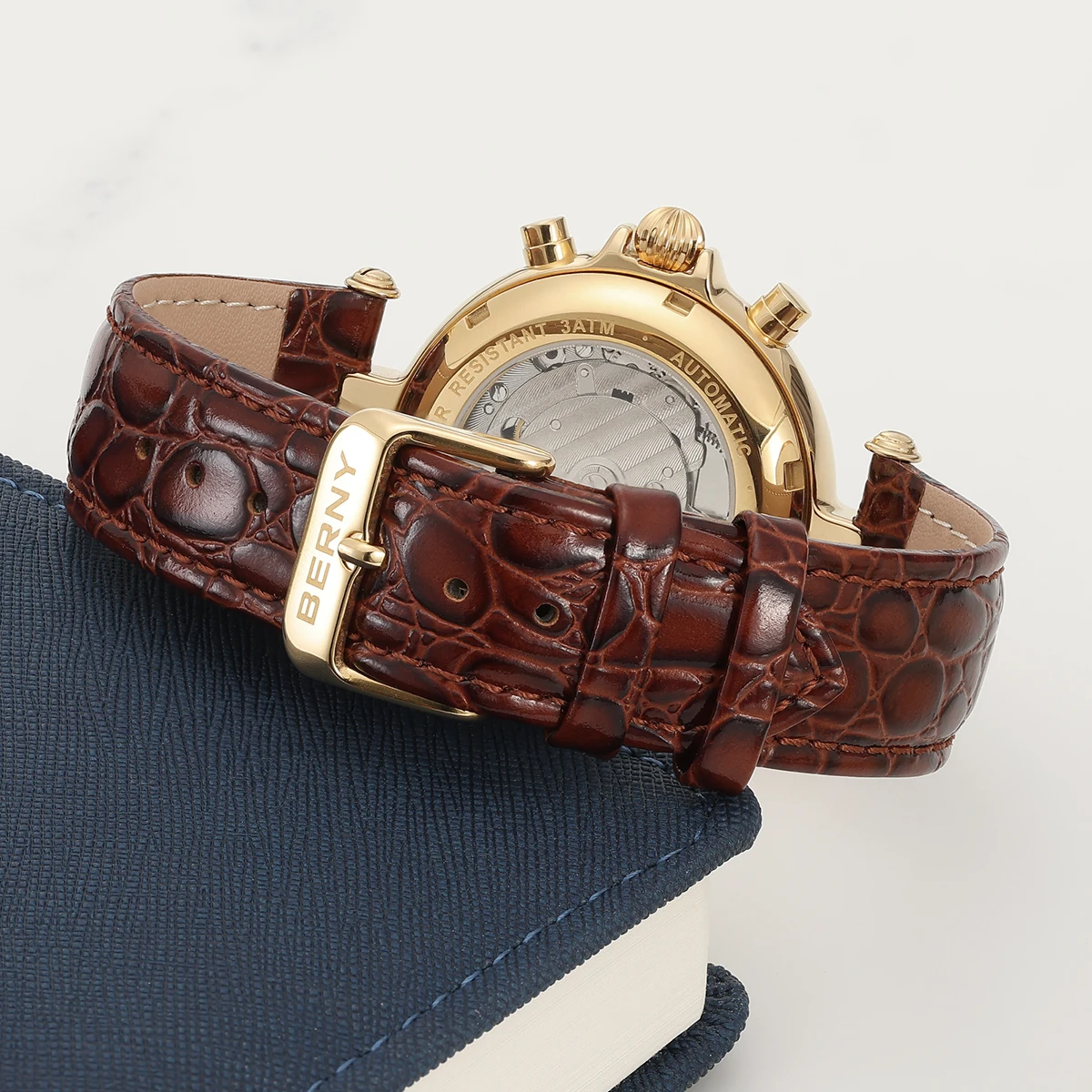 BERNY Retro Automatic Men's Watch Sun&Moon Phase Luminous ST1652 Classic  Genuine Leather Luxury Mechanical Men's Dress Watches - AliExpress 1511