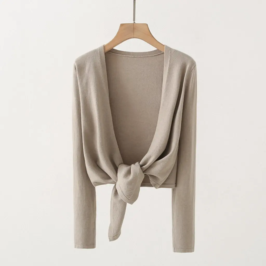 

B1YUE-931 Women's Knitted Shawl Shirt Korean Style Autumn New Gentle Wind Knotless Coat for Ladies Wholesale