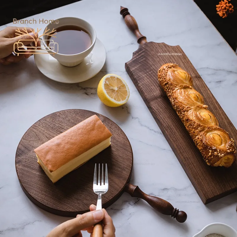 Walnut cutting board French vintage Solid wood bread dessert Fruit steak cutting board Double sided deli kitchen utensils