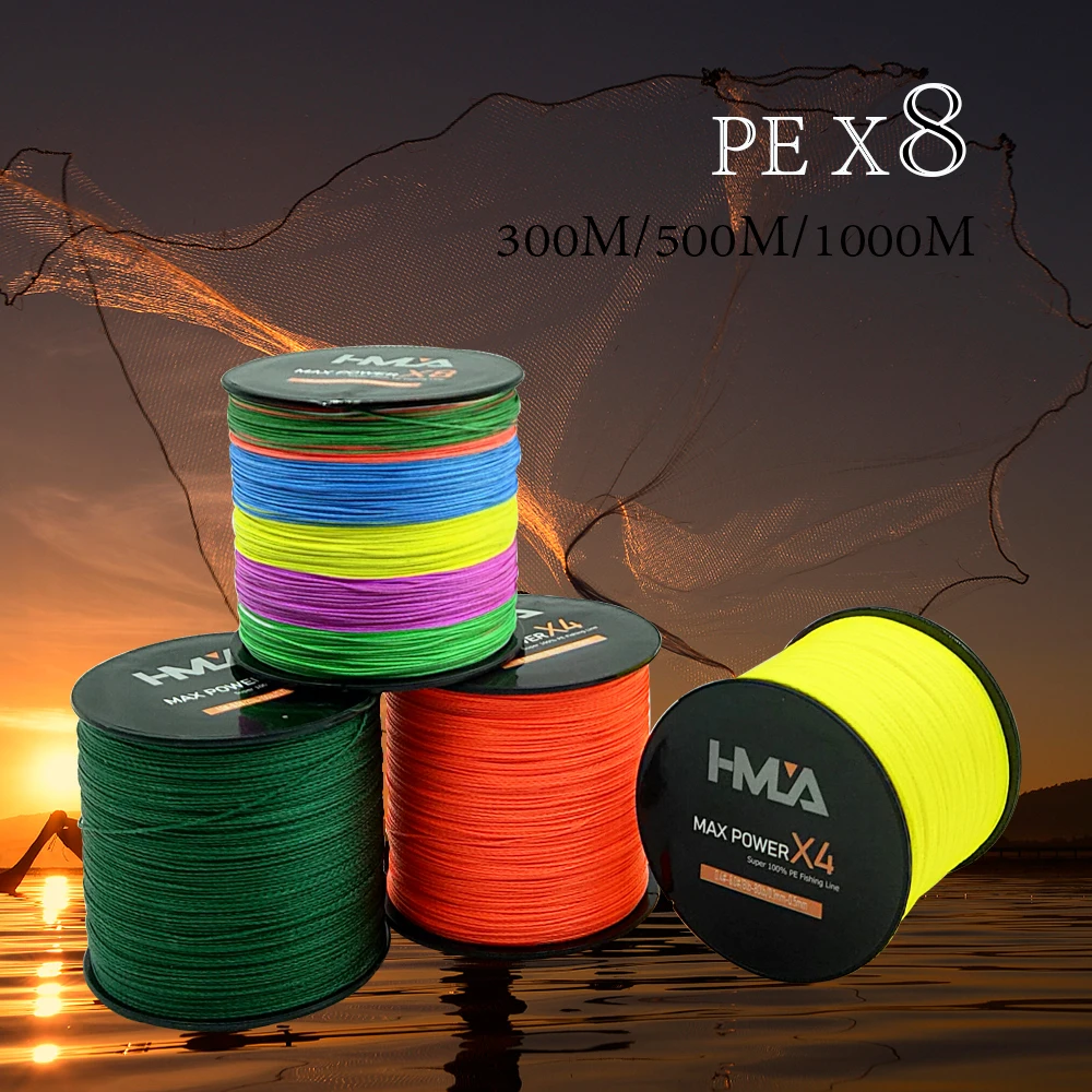 HMLA Brand 8 Strands Fishing Line Advanced Wide Angle Technology Braided PE Line Freshwater Saltwater Fishing 300M 500M 1000M