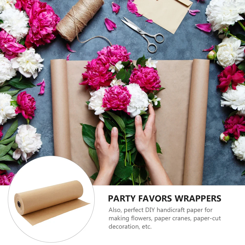 กระดาษคราฟท์สีเหลือง 1 ม้วน กระดาษห่อของขวัญ แข็งแรง ไร้กลิ่น สำหรับห่อของ ป้องกันกล่อง ตกแต่งดอกไม้ งานฝีมือ