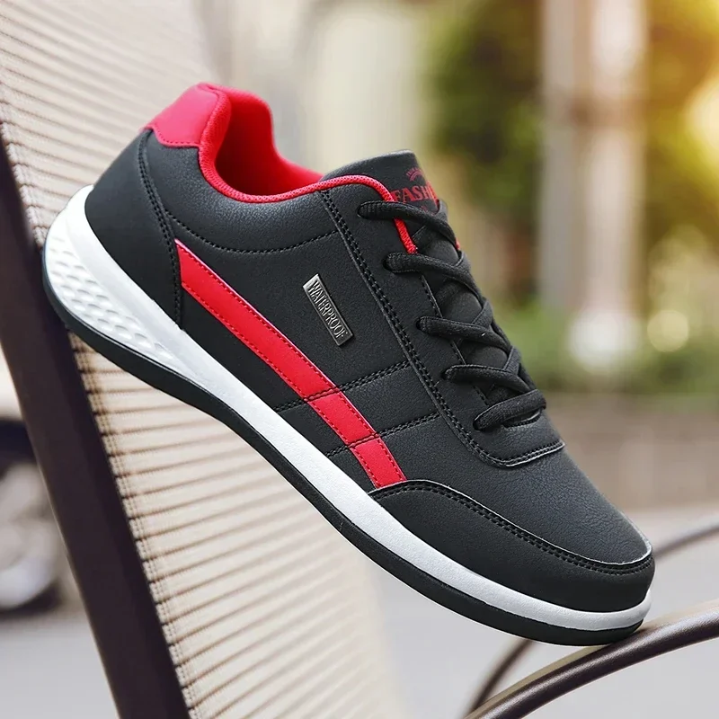 Shoes for Lace Up Footwear Vulcanized Men Leather Sneaker Waterproof Casual Comfortable Men's Sneaker Man Shoe Masculino image 4