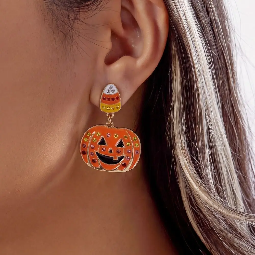 Alloy Material Halloween Earrings Long Tassel Design Dripping Oil Effect Drop Earrings Spider Earrings Festival Wear