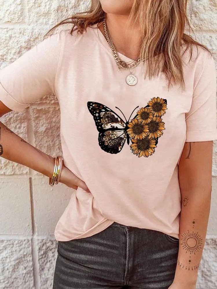 Clothes Ladies Casual Fashion Clothing Women Female Butterfly Sweet 90s Short Sleeve T Graphic Tee Print T-shirts