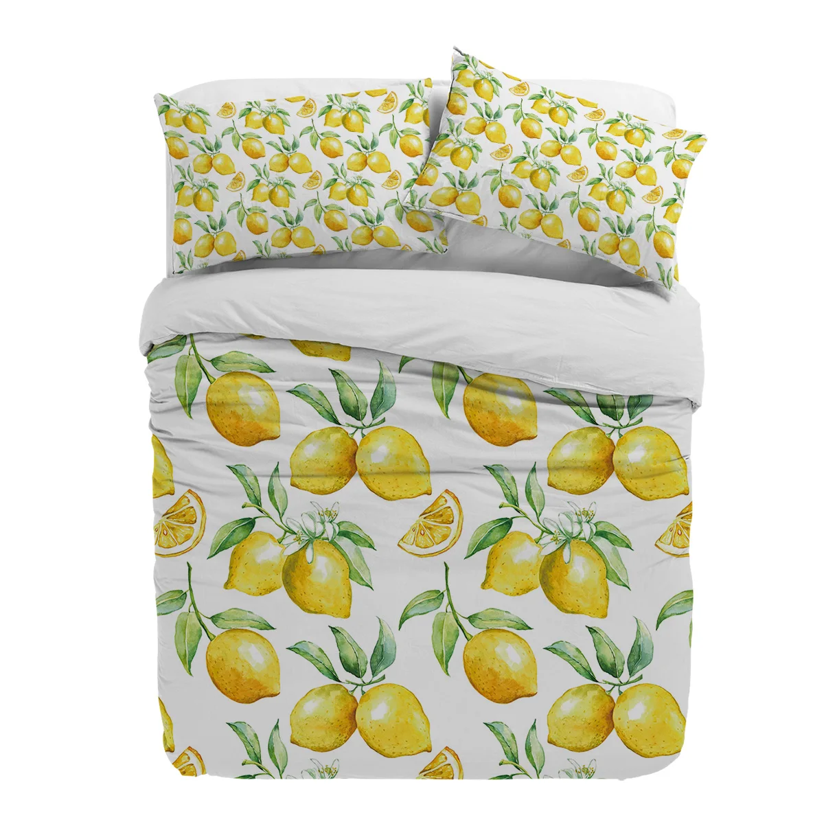 

Watercolor Lemon Fruit White Yellow Duvet Cover With Pillow Case Custom 3pcs Bedding Set Quilt Cover Double Bed Home Textile