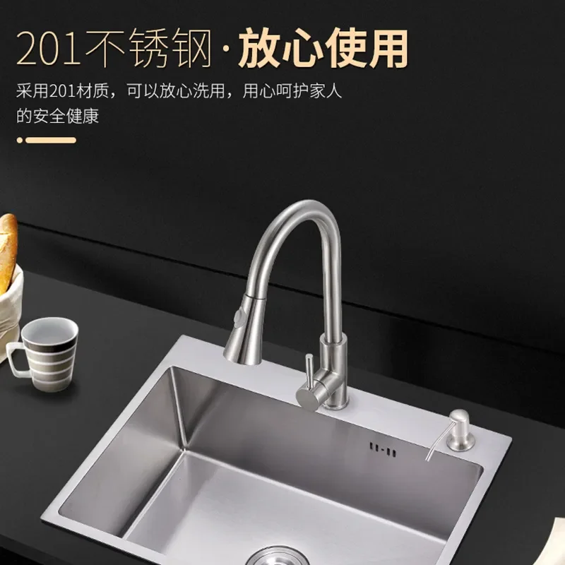 Thickened Brushed Stainless Steel Manual Single Basin Sink for Household Kitchen Vegetable Washing Direct from Manufacturer