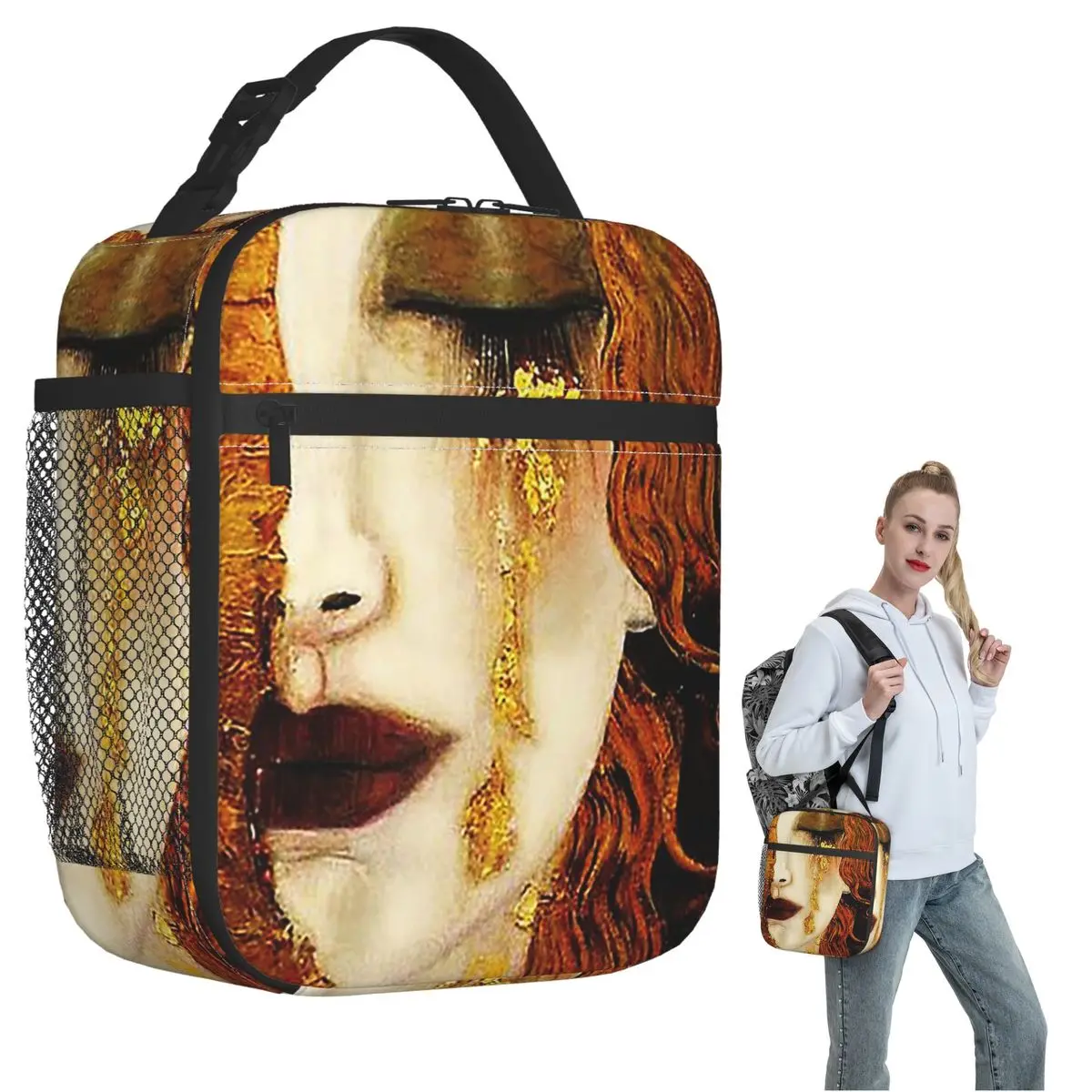 

Термосумка для обедов Klimt Golden T для женщин и детей, портативная термосумка для еды, термосумка-тоут