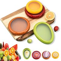 4pcs Reusable Portable Silicone Preservation Seal Cover Lemon Tomato Fruit Vegetable Storage Box for Kitchen Tools Storage Bins