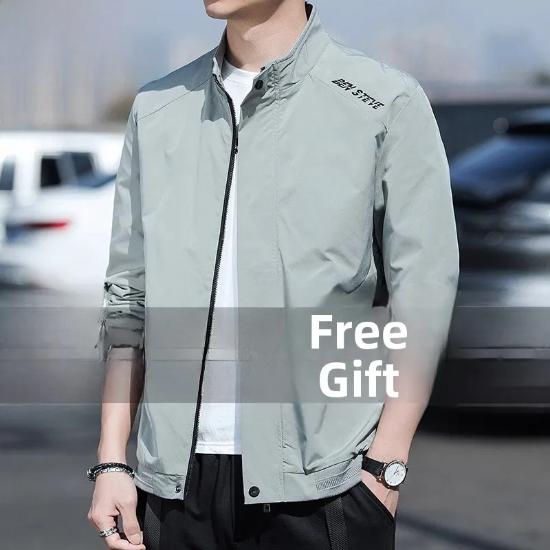 

Loose Fit Men's Jaet Trendy Workwear Stand Collar Casual Outerwear Polyester Fiber Long Sve Autumn Season Mexican Brand