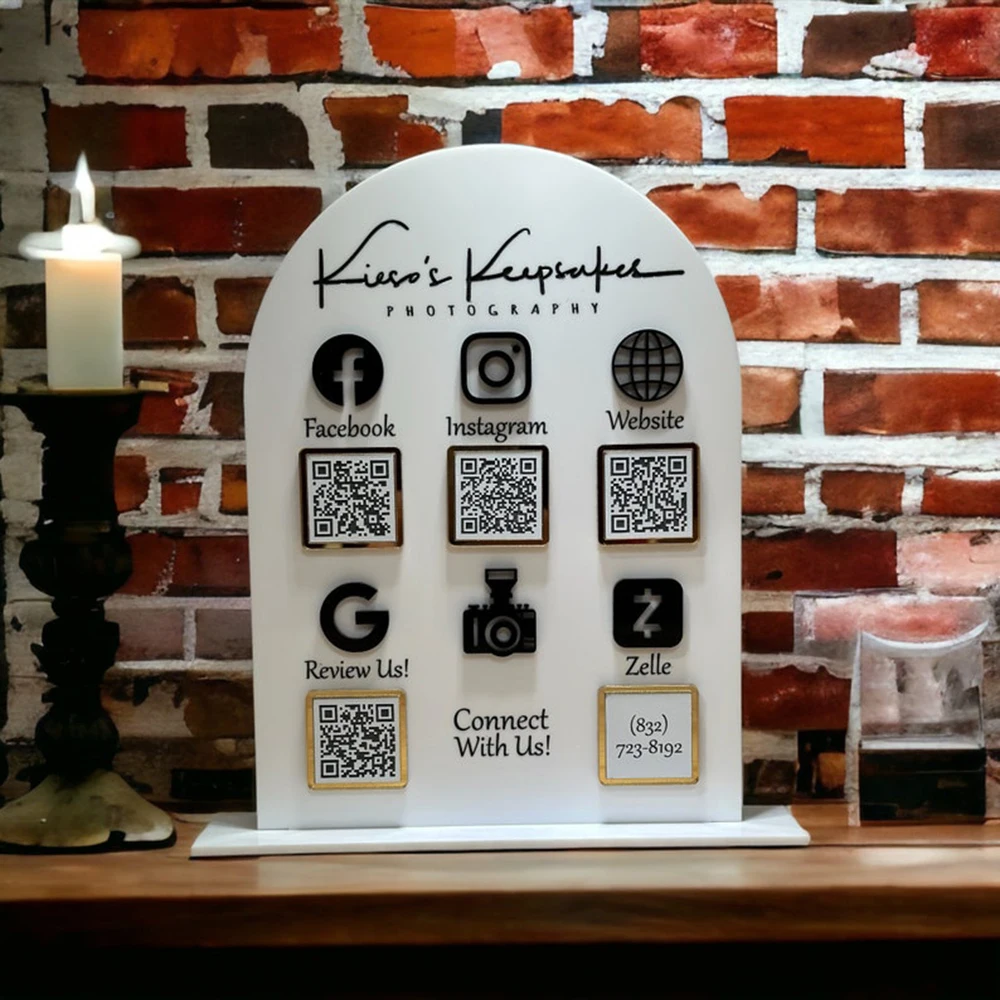 Multiple QR Code Logo Customization Acrylic QR Code Plaque Menu Payment Social Media Supplier Social Media Brand Promotion