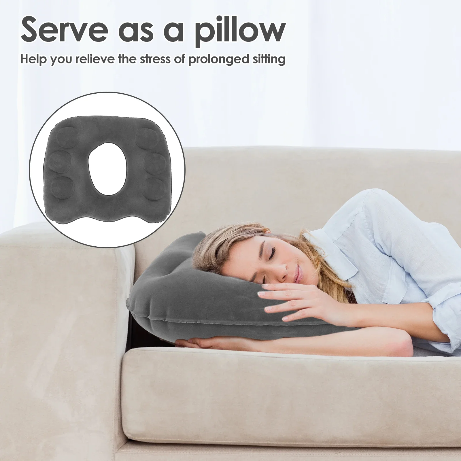 Inflatable Donut Pillows PVC Support Seat Pads Portable Tailbone Back Pain Chair Inflatable Massage Seat Cushion for Office Car