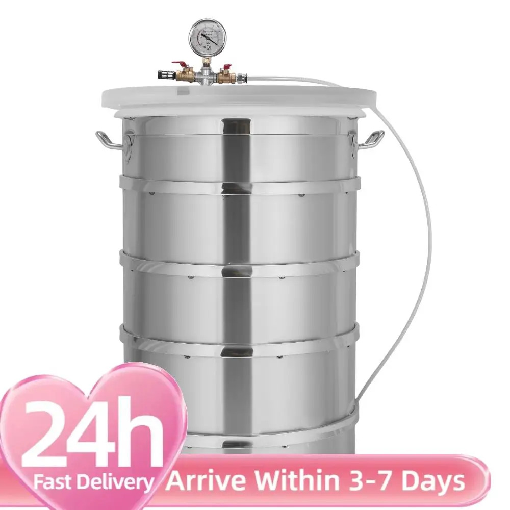 

304 Stainless Steel Vacuum Chamber with Clear Lid Vacuum Defoaming Drum Without Pump for Essential Oils Stabilizing Wood Epoxies