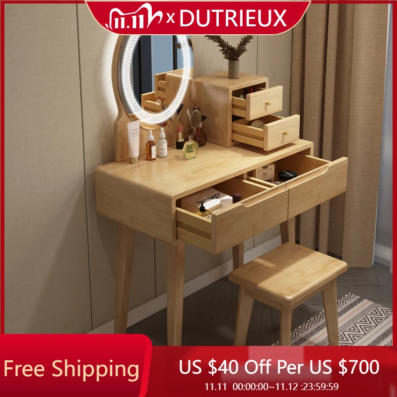 

Cosmetics Wood Vanity Table Bedroom Makeup Mirror Storage Dressing Table Drawers Living Room Penteadeira Lounge Suite Furniture