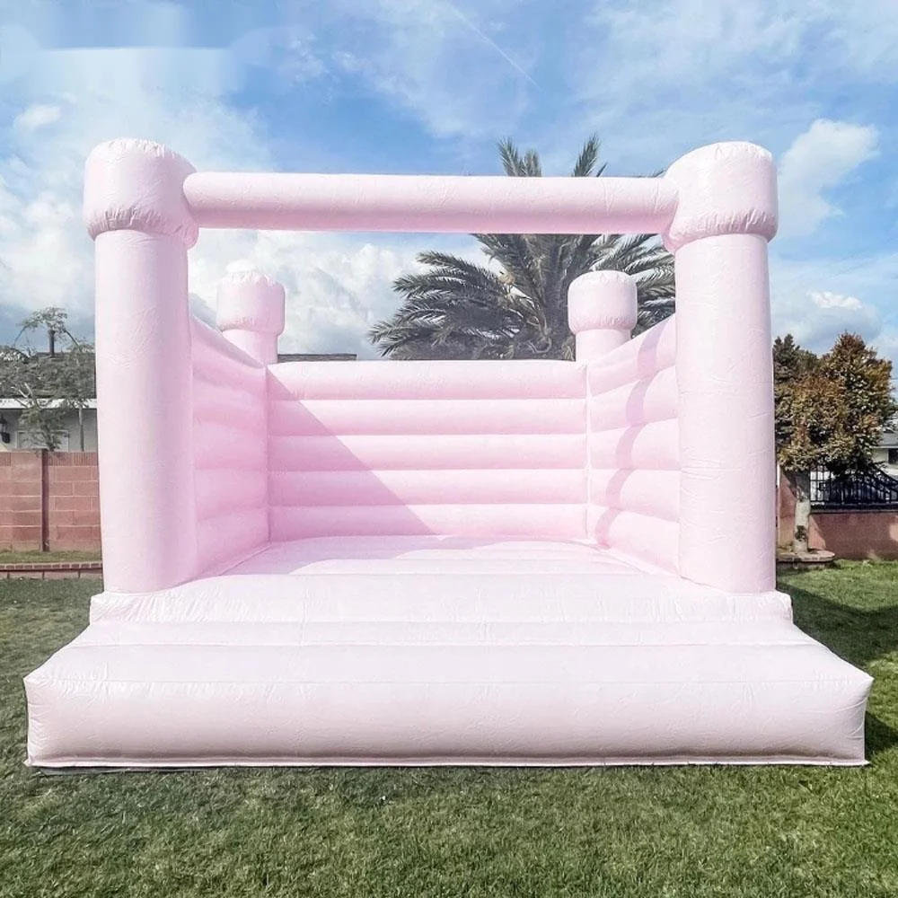 Casa inflável comercial do salto do casamento, jumper do ar do moonwalk, bouncer para crianças e adultos, branco e rosa, atacado