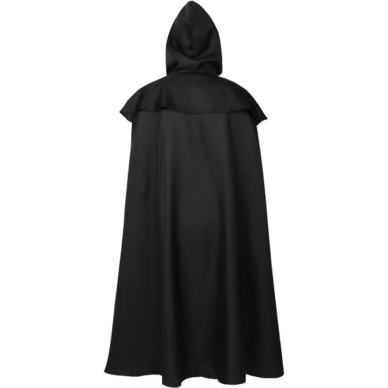 Medieval Vintage Hooded Loose Black Cloak Coats Windproof Trench Chic Winter Long Cape Poncho Gothic Mens Monk Cosplay