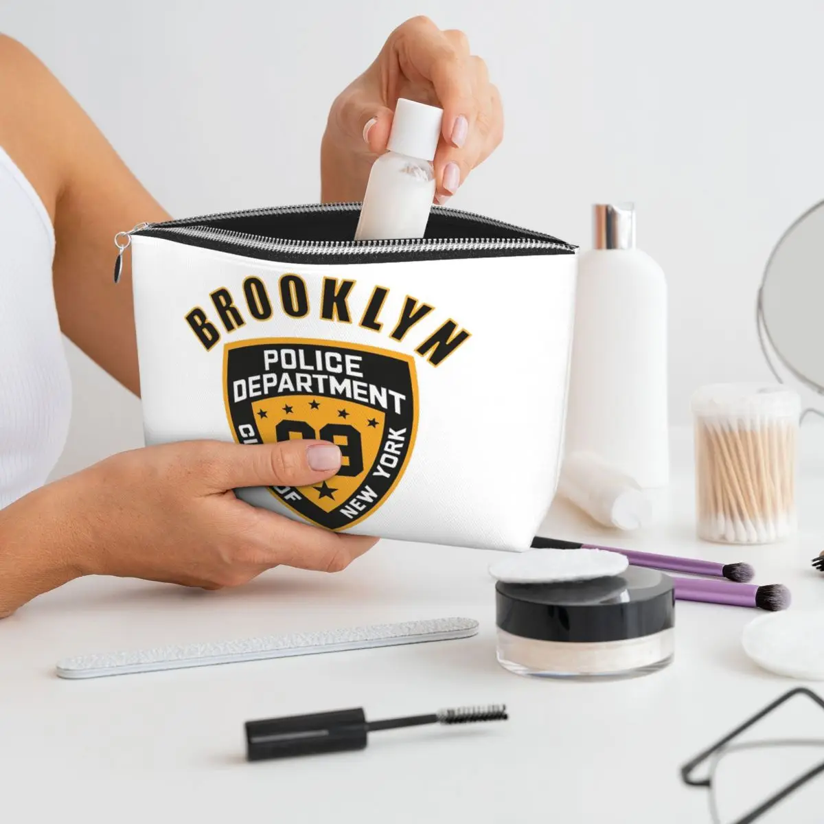 

Brooklyn Nine Nine - 99th Precinct Mug Women Cosmetic Bag Travel Makeup Organizer Pouch Toiletry Storage Dopp Kit Box