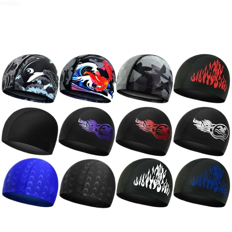 

Модные шапочки для плавания для взрослых, унисекс, шапочка для плавания с принтом, удобные нескользящие тканевые шапочки для плавания для женщин и мужчин, аксессуары для плавания