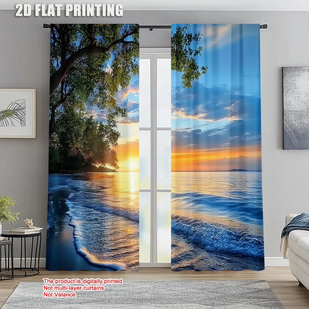 

2pc, Party Curtain sea Polyester,Without Electricity Spring Party & Holiday Decor Perfect for All Occasions