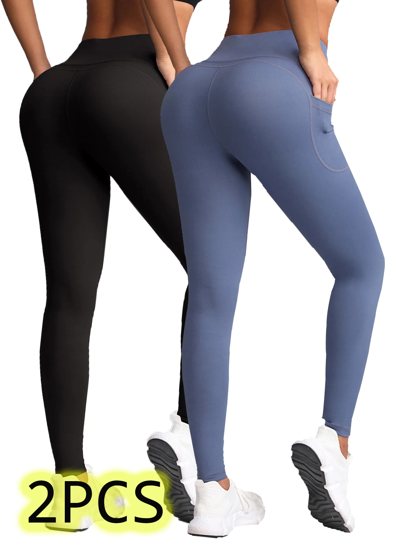 

2024 2PSS Pockets Autumn Gym Leggings Women Solid Color Mallas Fitness Compression Sporty Leggings Women Exercise Activewear