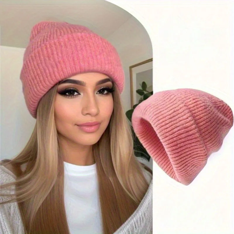 2023 Cashmere Lazy Woolen Hat Women\'s Winter Lightweight Woolen Knitted Hat For Girls With Soft, Warm And Casual Flanging Beanie